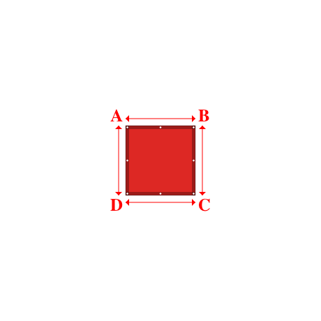 Bâche plate rectangle en Protect cover 705 670gr/m², toile PVC Etanche Rouge RAL 3002 - 1x1m