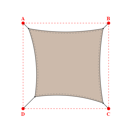 Voile d'ombrage rectangle en Soltis Lounge 96 Sandy beige 96-2135 - 3,49x3,49m