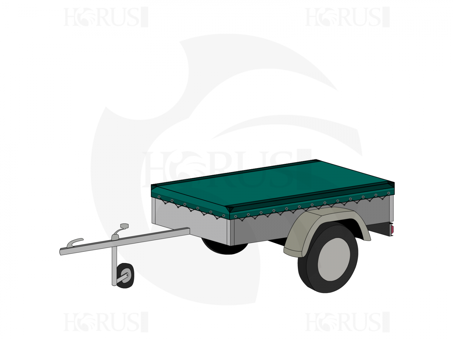 Bâche pour remorque ERKA type 591 en Protect cover 705 670gr/m², toile PVC Etanche Vert industrie RAL 6026