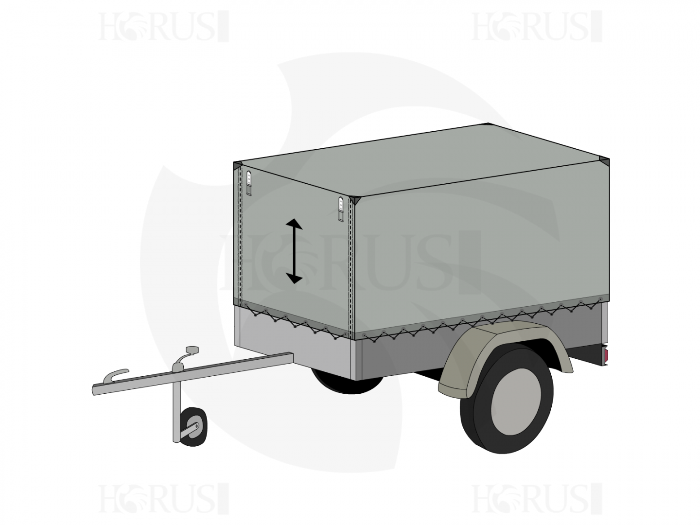 Bâche pour remorque ERDE lc200 en Protect cover 705 670gr/m², toile PVC Etanche Gris clair RAL 7038