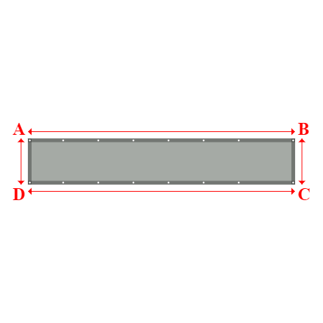 Bâche plate rectangle en Membrane PVC 670gr/m² Gris clair RAL 7038 - 3.8000000000000003x0.65m