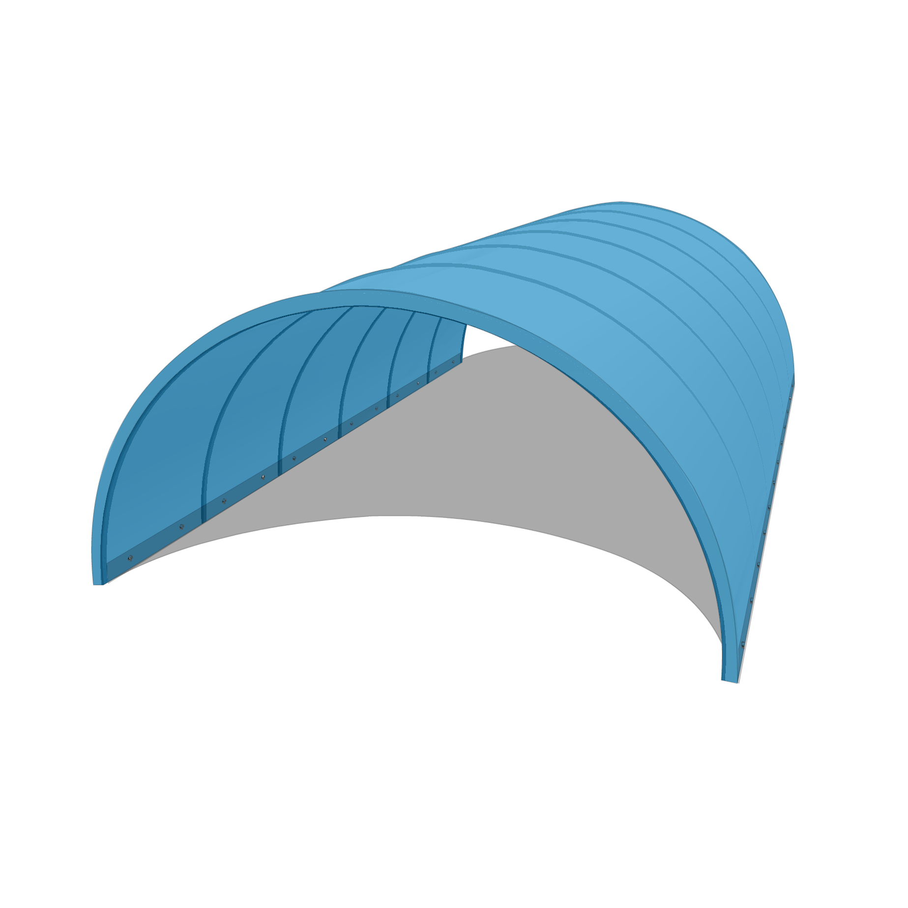 Bâche pour tunnel 18x30m en Membrane PVC 670gr/m² Bleu clair RAL 5015
