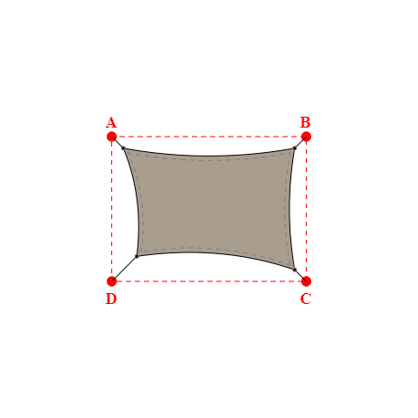 Voile d'ombrage rectangle en Soltis Lounge 96 Taupe 96-50850 - 3,79x2,69x3,49x2,39m