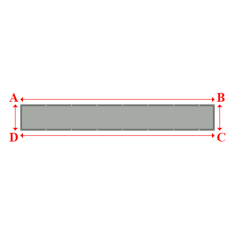 Bâche plate rectangle sur mesure en Membrane PVC 670gr/m² Gris clair RAL 7038 - 6.00x0.80m