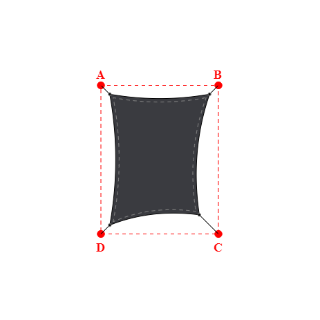 Voile d'ombrage rectangle en Soltis Perform 92 Anthracite 92-2047 - 2,89x3,49x2,59x3,79m