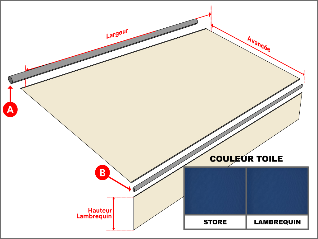 Toile pour store banne Dickson Orchestra Unicolore 8202 Mediterranee - 2.5x1.5m - remplacement toile de store banne