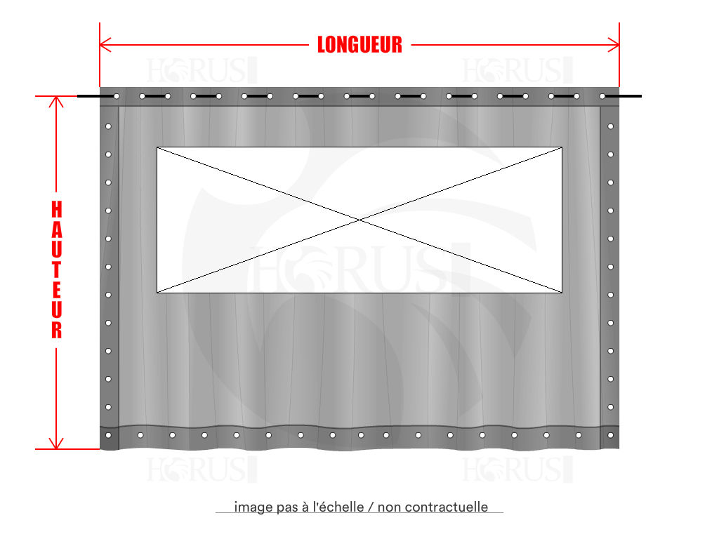 Rideau de séparation sur mesure en Membrane PVC 670gr/m² Blanc RAL 9016 - 4.5x3m