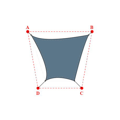 Voile d'ombrage trapèze en Soltis Perform 92 Gris céleste 92-51178 - 4,39x3,57x2,22x3,57m
