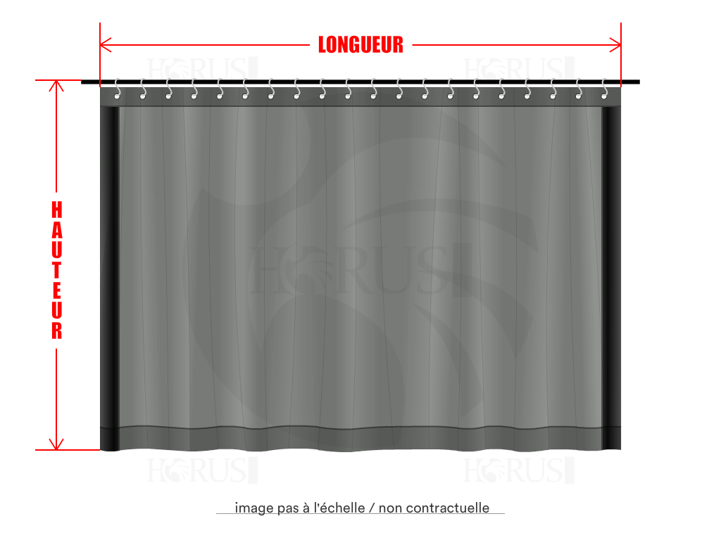 Rideau de séparation sur mesure en Membrane PVC 670gr/m² Gris clair RAL 7038 - 3.75x2.3m