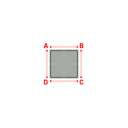 Bâche plate rectangle sur mesure en Membrane PVC 670gr/m² Gris clair RAL 7038 - 1.00x1.00m