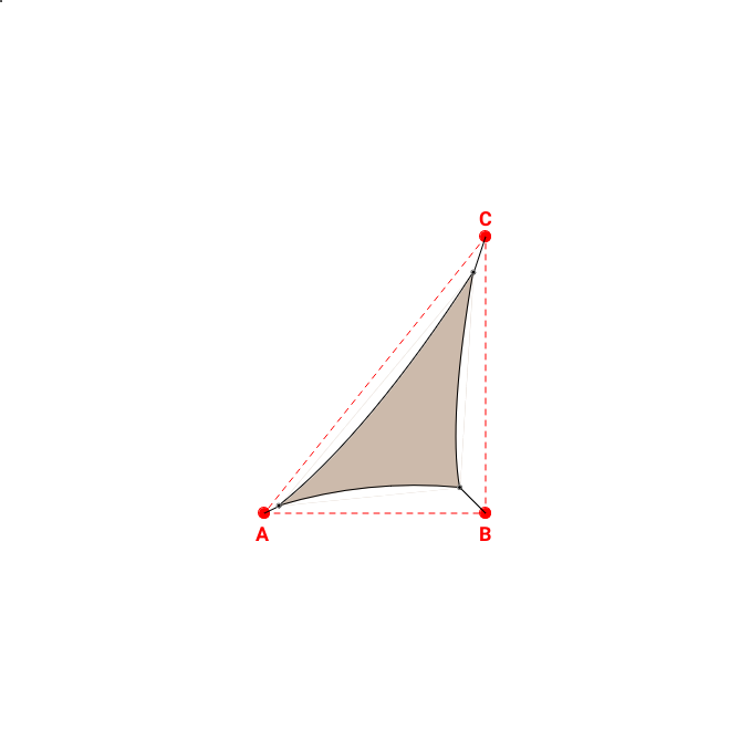 Voile d'ombrage triangle en Soltis Lounge 96 Sandy beige 96-2135 - 3,28x3,89x5,49m