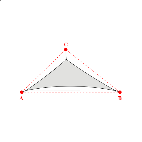 Voile d'ombrage triangle en Soltis Perform 92 nuage 92-50272 - 5,83x3,80x3,31m