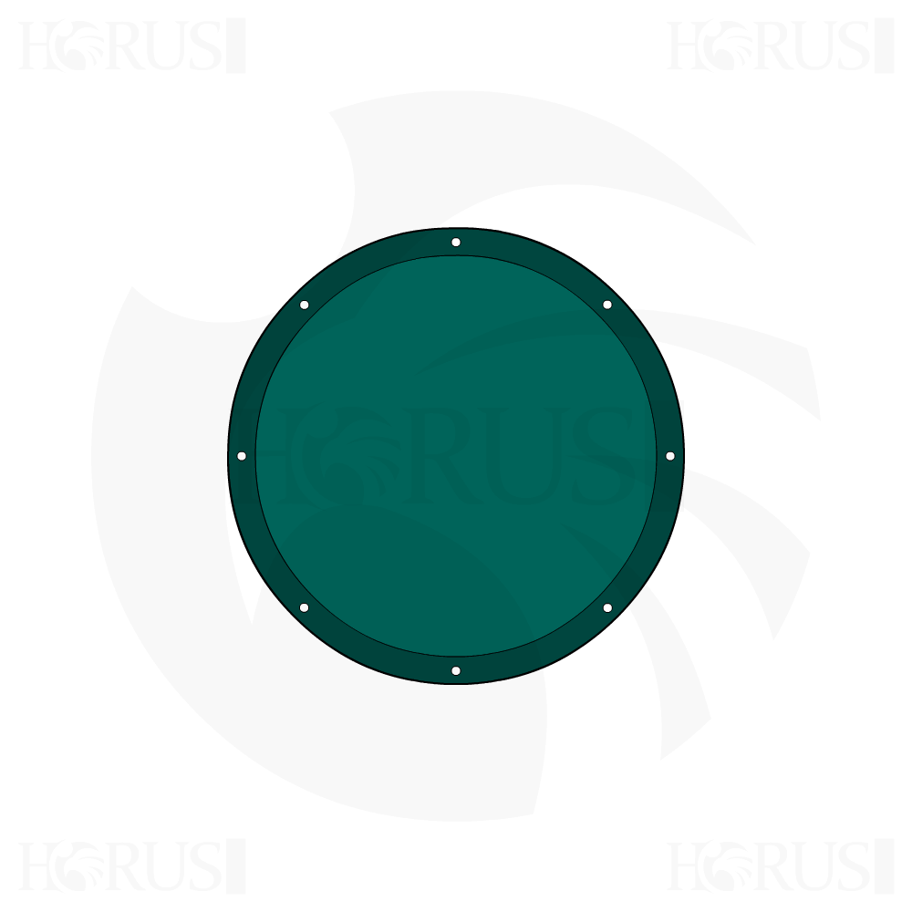 Bâche plate ronde en Membrane PVC 670gr/m² Vert industrie RAL 6026 d'une diamètre de 9.6m