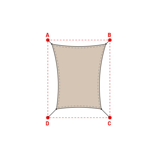 Voile d'ombrage rectangle en Soltis Perform 92 Beige Sablé 92-2135 - 3,49x4,19x2,89x4,19m