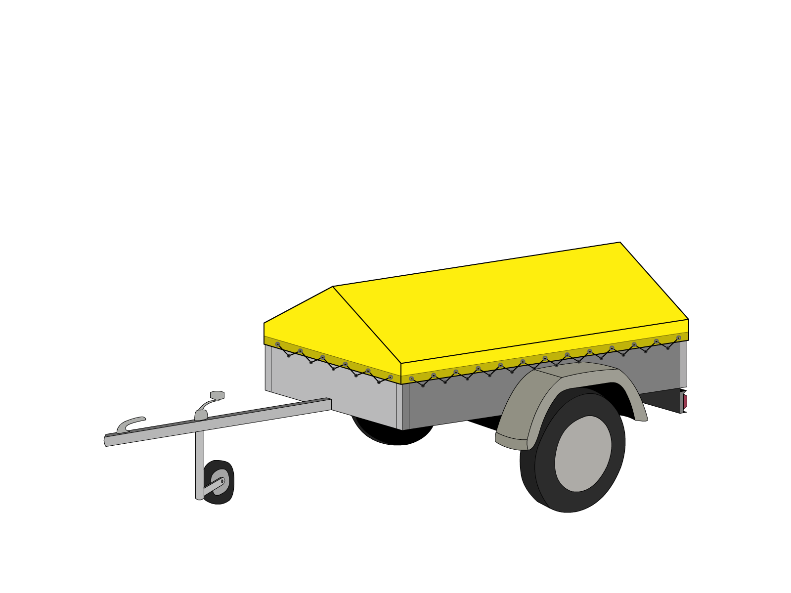 Bâche pour remorque bagagère Basse flèche en Protect 670 : La référence en matière de protection étanche Jaune citron RAL 1018