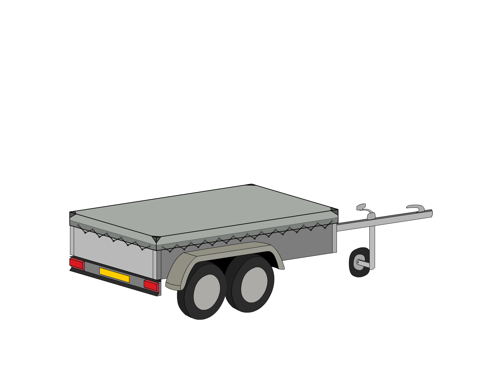Bâche pour remorque bagagère Basse droite en Protect 670 : La référence en matière de protection étanche Gris clair RAL 7038