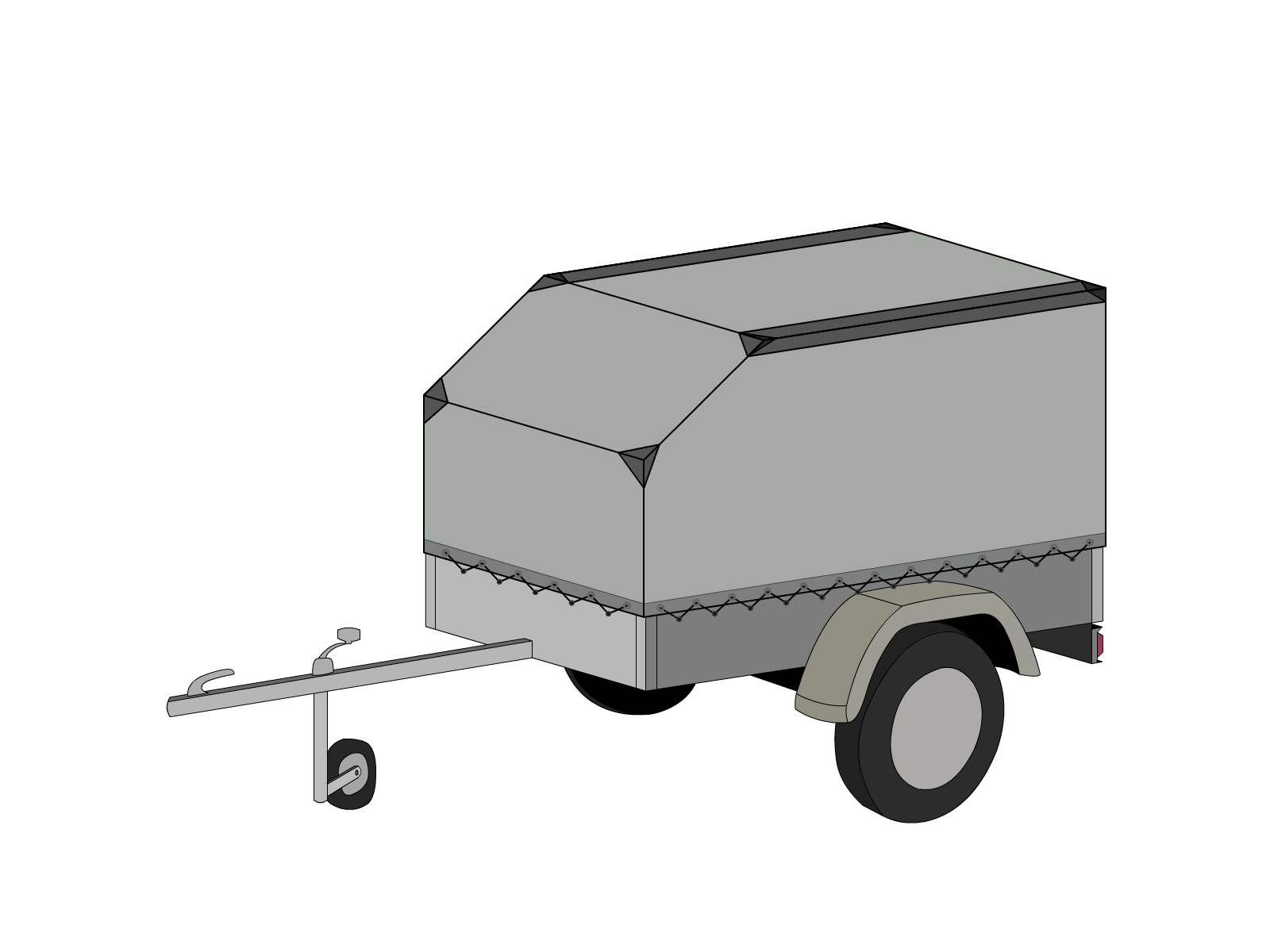 Bâche pour remorque bagagère Aérodynamique en Protect 670 : La référence en matière de protection étanche Gris clair RAL 7038