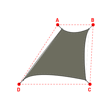 Voile d'ombrage trapèze en Soltis Perform 92 Gris foncé 92-51177 - 1,90x3,60x4,40x4,40m