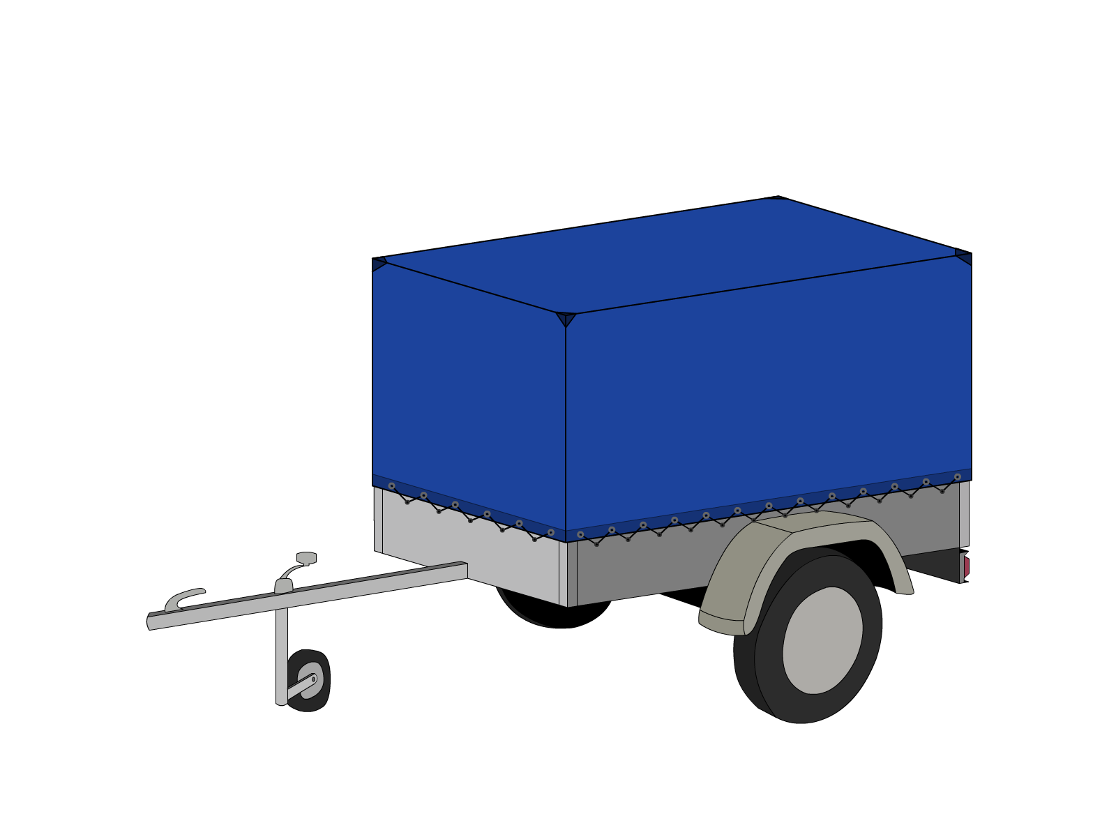 Bâche pour remorque bagagère Haute droite en Protect 670 : La référence en matière de protection étanche Bleu foncé RAL 5002