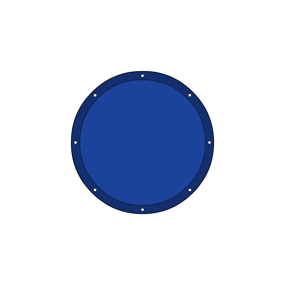 Bâche plate ronde en Protect 670 : La référence en matière de protection étanche Bleu foncé RAL 5002 d'une diamètre de 1m