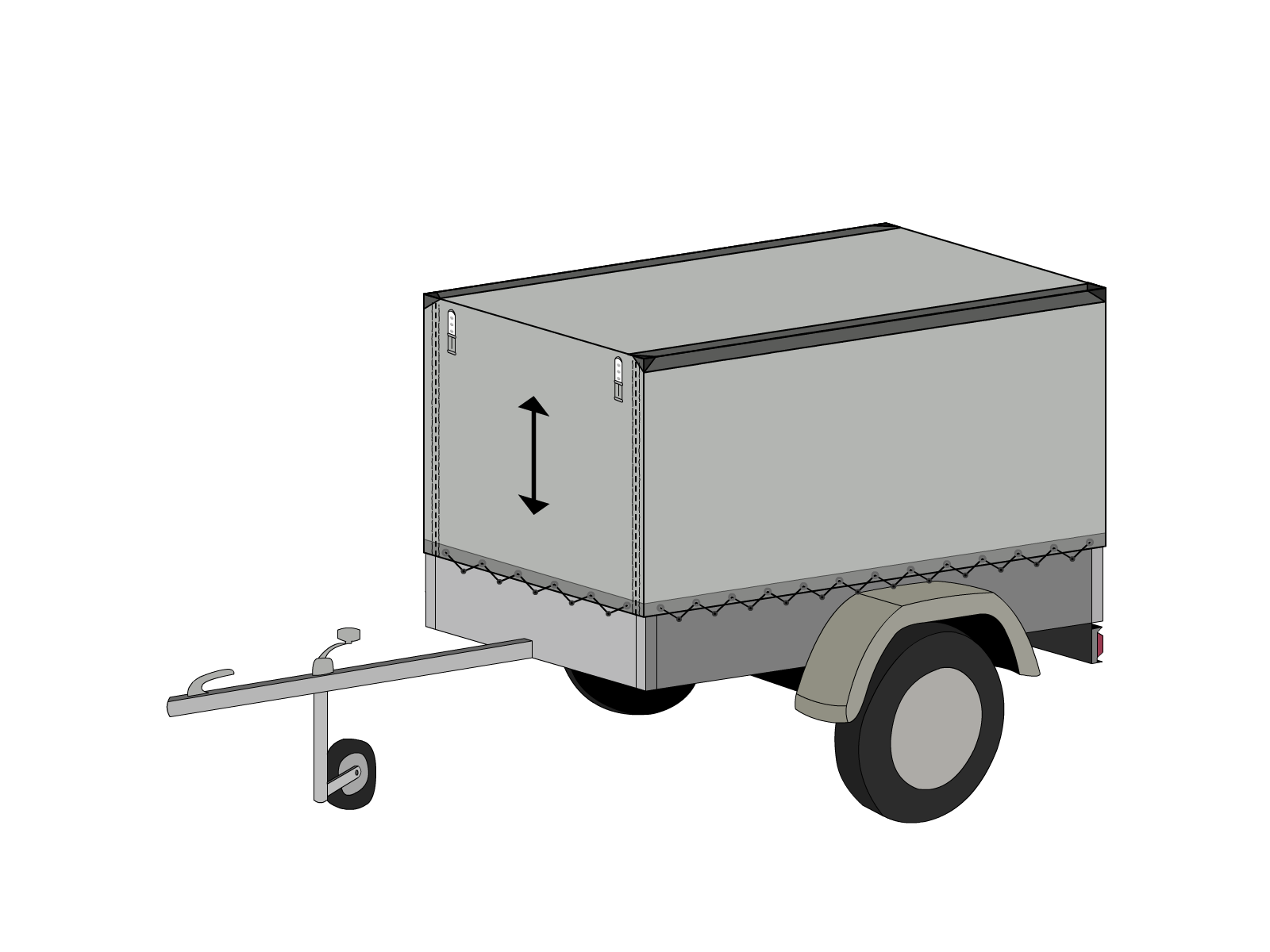 Bâche pour remorque bagagère Haute droite en MaxiProtect 900 : Protection & grammage renforcé Gris agate RAL 7038 - 31071