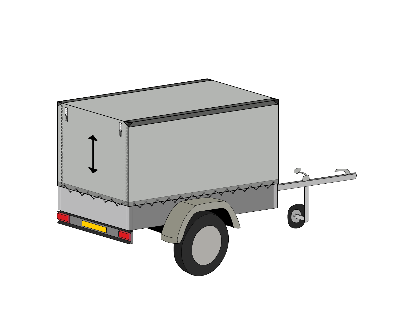 Bâche pour remorque bagagère Haute droite en MaxiProtect 900 : Protection & grammage renforcé Gris agate RAL 7038 - 31071