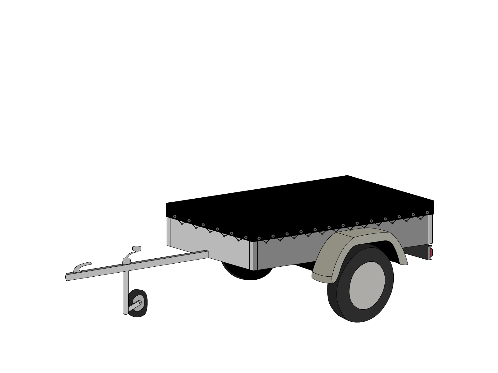 Bâche pour remorque bagagère Basse droite en Protect 670 : La référence en matière de protection étanche Noir RAL 9005