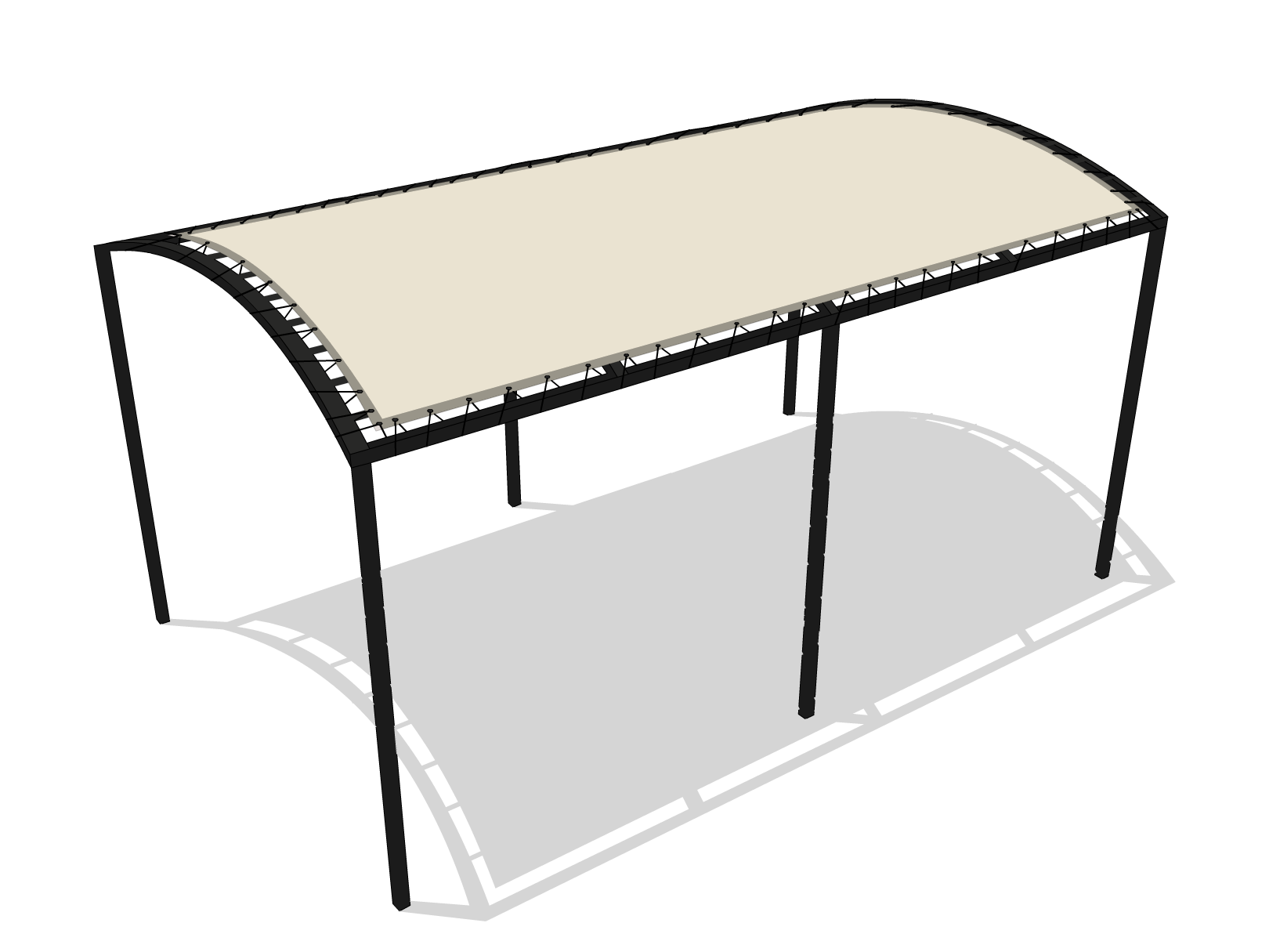 Bâche pour pergola métallique sur pieds bombée en Protect 670 : La référence en matière de protection étanche Blanc perlé RAL 1013