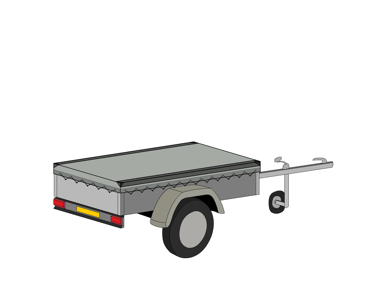 Bâche pour remorque bagagère Basse droite en Protect 670 : La référence en matière de protection étanche Gris clair RAL 7038